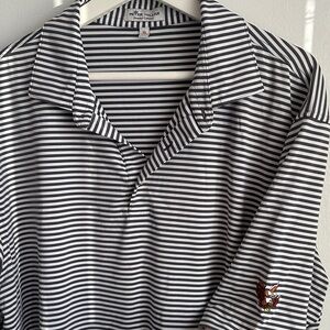 Peter Millar Men’s Striped Golf Polo with Double Eagle logo